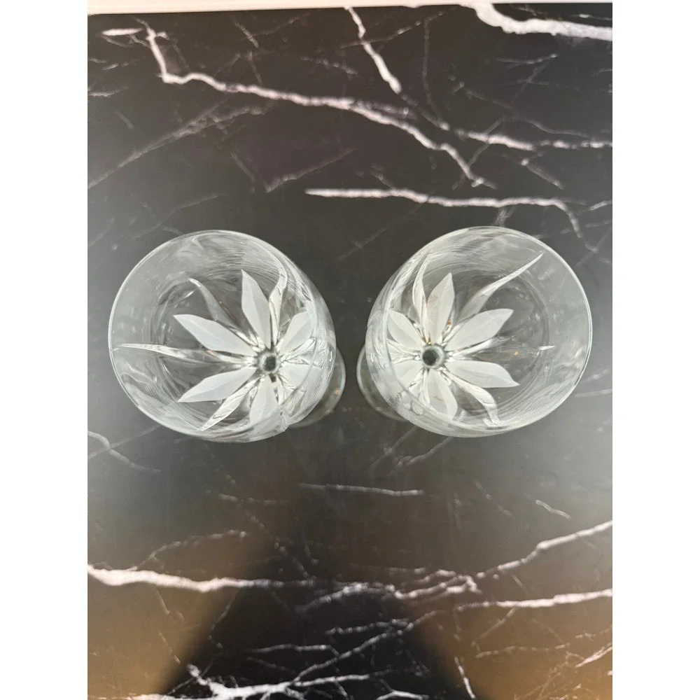Mikasa Crystal Flame D'Amore Wine Glasses Set of TWO MINT! 9in.